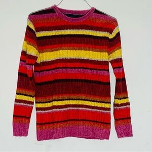 Denim&Co Colorful Women’s Striped Sweater SZ S